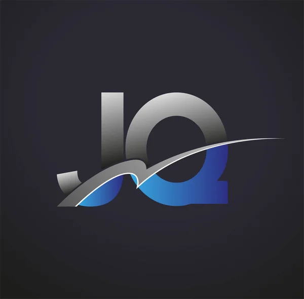 Початкова Літера Логотип Компанії Кольоровий Синій Сірий Дизайн Лихоманки Векторний — стоковий вектор