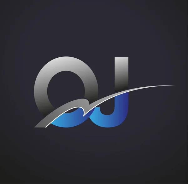 Początkowe Pismo Logotyp Nazwa Firmy Kolorowe Niebiesko Szary Projekt Swoosh — Wektor stockowy