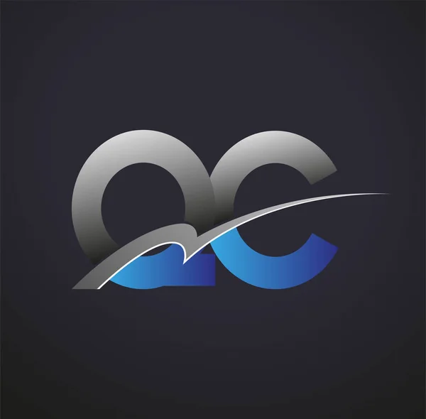 Letra Inicial Nome Empresa Logotipo Colorido Design Swoosh Azul Cinza — Vetor de Stock