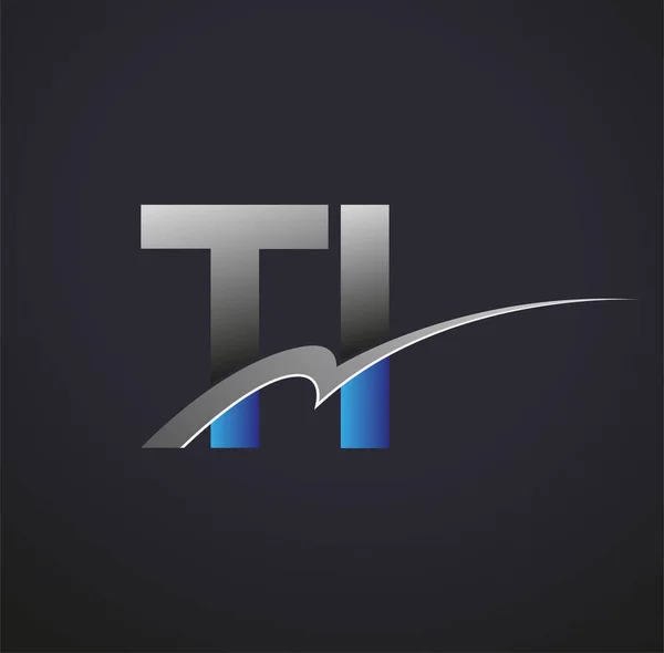最初的字母Ti标志类型公司的名称有色蓝色和灰色Swoosh设计 企业和公司标识的矢量标识 — 图库矢量图片