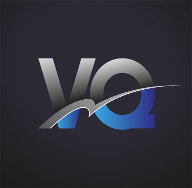 İlk harf VQ logotype şirketinin adı mavi ve gri renkli. iş ve şirket kimliği için vektör logosu.