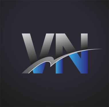 İlk harf VN logotype şirketinin adı mavi ve gri renkte. iş ve şirket kimliği için vektör logosu.