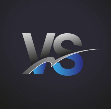 İlk harf VS logotype şirketinin adı mavi ve gri renkte. iş ve şirket kimliği için vektör logosu.