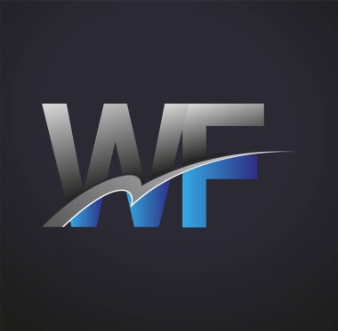 Initial letter WF logotype company name colored blue and grey swoosh design. vector logo for business and company identity. vector