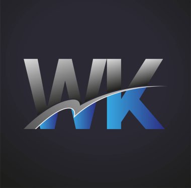 İlk harf WK logotype şirketi adı mavi ve gri renkli. iş ve şirket kimliği için vektör logosu.