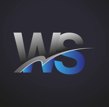 İlk harf WS logotype şirket adı mavi ve gri renkli swoosh tasarımı. iş ve şirket kimliği için vektör logosu.
