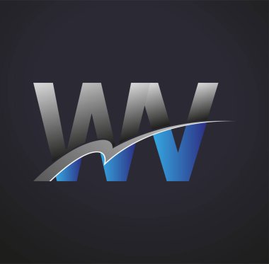 İlk harfi WV logotype şirketinin adı mavi ve gri renkte. iş ve şirket kimliği için vektör logosu.
