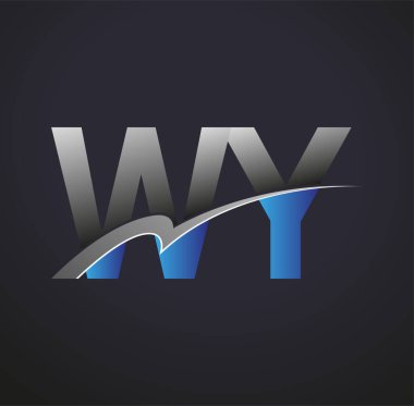 İlk harf WY logotype şirket adı mavi ve gri renkli swoosh tasarımı. iş ve şirket kimliği için vektör logosu.