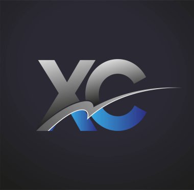 İlk harf XC logotype şirketi adı mavi ve gri renkli. iş ve şirket kimliği için vektör logosu.