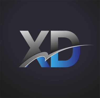 İlk harf XD logotype şirketi adı mavi ve gri renkli. iş ve şirket kimliği için vektör logosu.