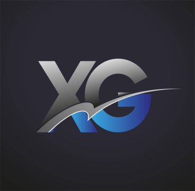İlk harf XG logotype şirketi adı mavi ve gri renkli. iş ve şirket kimliği için vektör logosu.