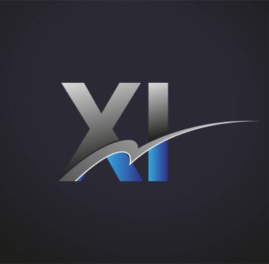 İlk harf XI logotype şirketi adı mavi ve gri renkli. iş ve şirket kimliği için vektör logosu.