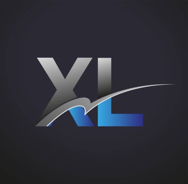 İlk harf XL logotype şirketi adı mavi ve gri renkli. iş ve şirket kimliği için vektör logosu.