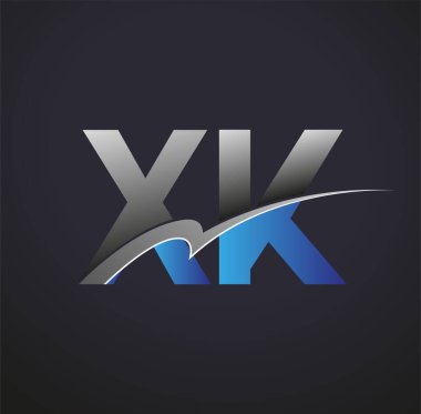 İlk harf XK logotype şirketi adı mavi ve gri renkli. iş ve şirket kimliği için vektör logosu.