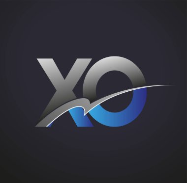 İlk harf XO logotype şirketinin adı mavi ve gri renkte. iş ve şirket kimliği için vektör logosu.