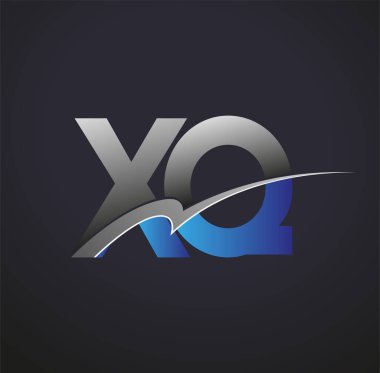 İlk harf XQ logotype şirketi adı mavi ve gri renkli. iş ve şirket kimliği için vektör logosu.