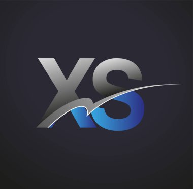 İlk harf XS logotype şirketi adı mavi ve gri renkli. iş ve şirket kimliği için vektör logosu.