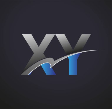 İlk harf XY logotype şirketi adı mavi ve gri renkli. iş ve şirket kimliği için vektör logosu.