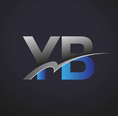 İlk harf YB logotype şirket adı mavi ve gri renkli swoosh tasarımı. iş ve şirket kimliği için vektör logosu.