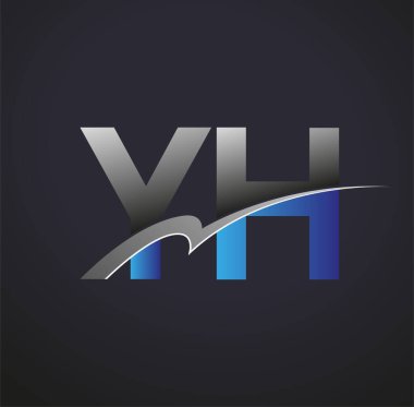 İlk harfi YH logotype şirketinin adı mavi ve gri desenli. iş ve şirket kimliği için vektör logosu.