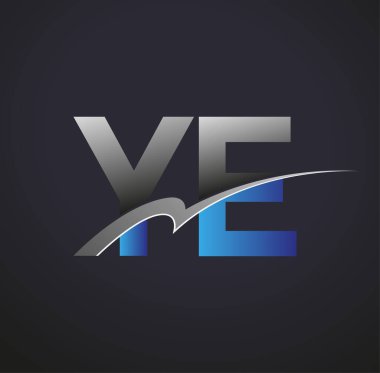 İlk harf YE logotype şirketi adı mavi ve gri renkli. iş ve şirket kimliği için vektör logosu.