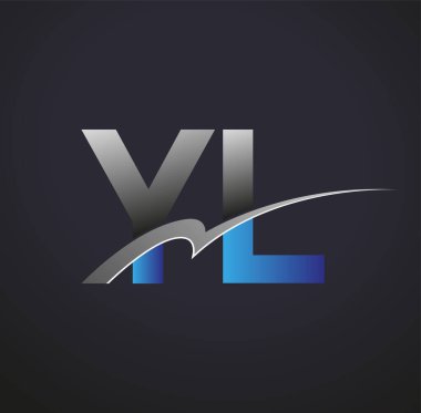 İlk harf YL logotype şirketinin adı mavi ve gri desenli. iş ve şirket kimliği için vektör logosu.