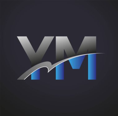 İlk harf YM logotype şirketi adı mavi ve gri renkli. iş ve şirket kimliği için vektör logosu.