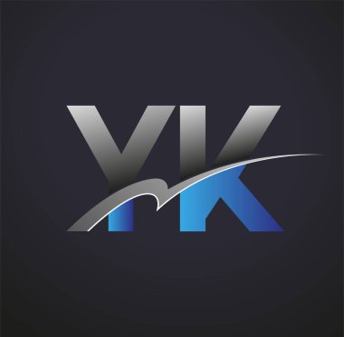 İlk harf YK logotype şirketinin adı mavi ve gri renkte. iş ve şirket kimliği için vektör logosu.