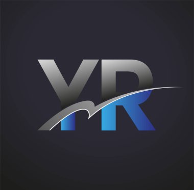 İlk harf YR logotype şirketinin adı mavi ve gri renkli desenli. iş ve şirket kimliği için vektör logosu.