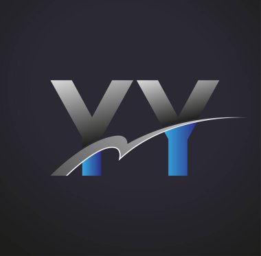 İlk harf YY logotype şirketinin adı mavi ve gri renkte. iş ve şirket kimliği için vektör logosu.