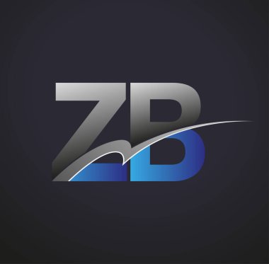 İlk harf ZB logotype şirketi adı mavi ve gri renkli. iş ve şirket kimliği için vektör logosu.