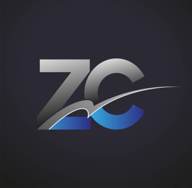 İlk harf ZC logotype şirketinin adı mavi ve gri renkte. iş ve şirket kimliği için vektör logosu.