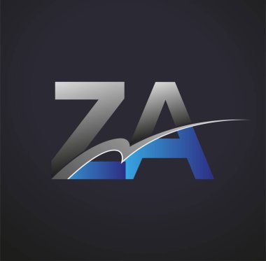 İlk harf ZA logotype şirketinin adı mavi ve gri renkli desenli. iş ve şirket kimliği için vektör logosu.