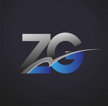 İlk harf ZG logotype şirketi adı mavi ve gri renkli. iş ve şirket kimliği için vektör logosu.