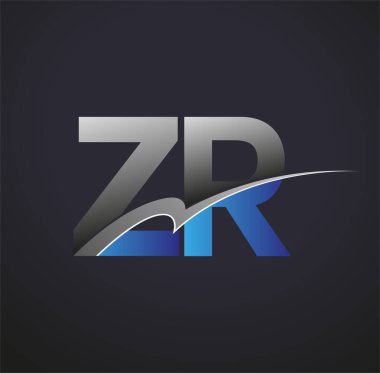İlk harf ZR logotype şirketi adı mavi ve gri renkli. iş ve şirket kimliği için vektör logosu.