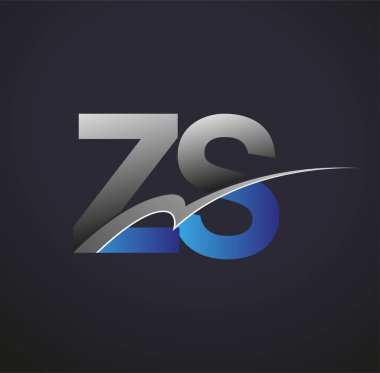 İlk harf ZS logotype şirketi adı mavi ve gri renkli. iş ve şirket kimliği için vektör logosu.