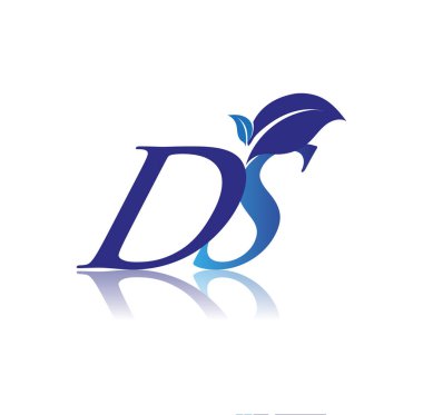 Baş harf DS Yaprak logosu, renkli mavi doğa ve çevre logosu. iş ve şirket kimliği için vektör logosu.