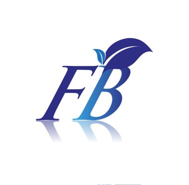 Yaprak logosu olan ilk harf FB, mavi renk doğa ve çevre logosu. iş ve şirket kimliği için vektör logosu.
