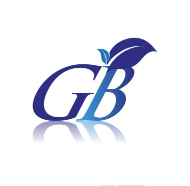 Yaprak logosu, mavi renk doğa ve çevre logosu olan ilk harf GB. iş ve şirket kimliği için vektör logosu.