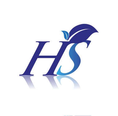 Yaprak logosu, mavi renk doğa ve çevre logosu olan ilk harfler. iş ve şirket kimliği için vektör logosu.