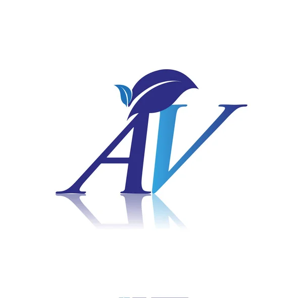 Carta Inicial Con Logotipo Hoja Naturaleza Azul Color Logotipo Del — Archivo Imágenes Vectoriales