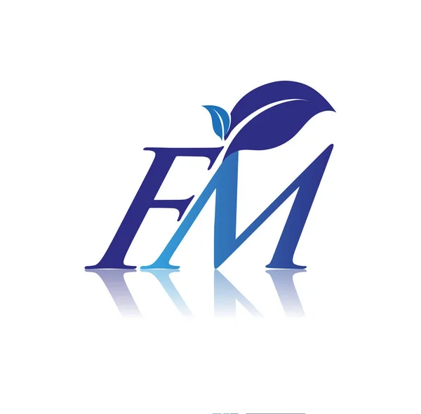 Carta Inicial Com Logotipo Folha Cor Azul Natureza Logotipo Ambiente —  Vetores de Stock