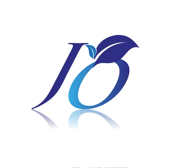 Anfangsbuchstabe Mit Blatt Logo Farbiges Blaues Natur Und Umwelt Logo — Stockvektor