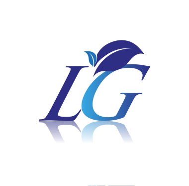 Yaprak logolu ilk harf LG, renkli mavi doğa ve çevre logosu. iş ve şirket kimliği için vektör logosu.