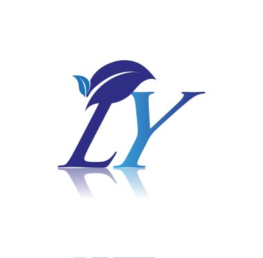 Yaprak logosu, mavi renk doğa ve çevre logosu olan ilk Mektup LY. iş ve şirket kimliği için vektör logosu.