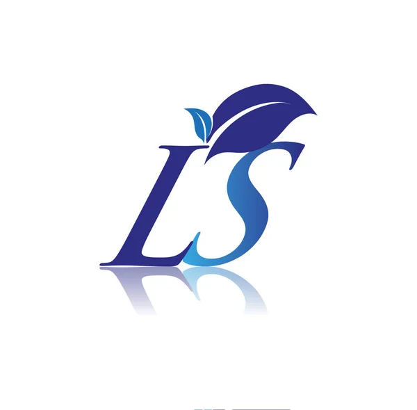 Scrisoarea Inițială Logo Frunzelor Natura Albastră Colorată Logo Mediului Logo — Vector de stoc