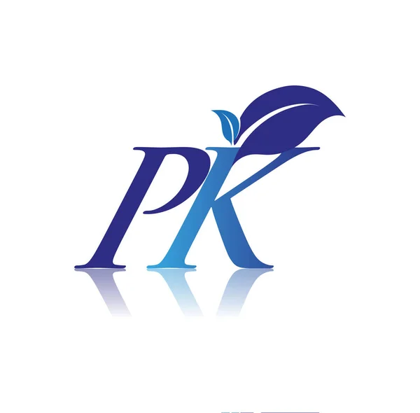 Początkowa Litera Logo Liścia Kolorowe Niebieskie Logo Przyrody Środowiska Logo — Wektor stockowy