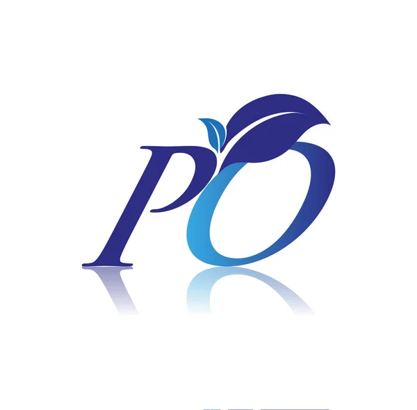 Początkowy List Logo Liści Kolorowy Niebieski Charakter Logo Środowiska Logo — Wektor stockowy