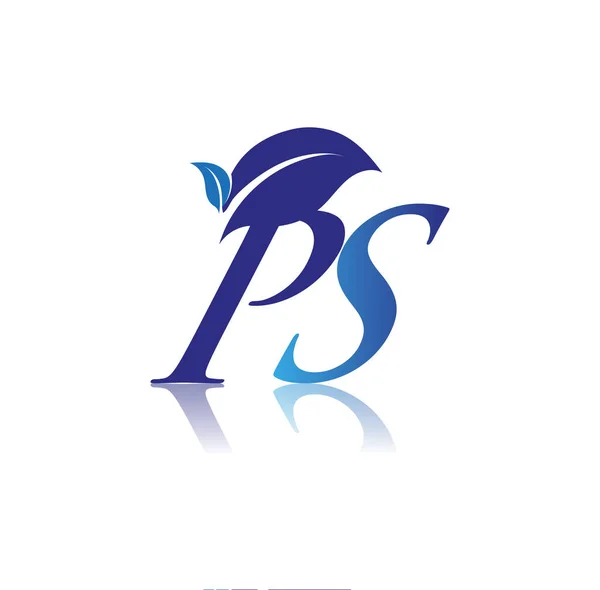Anfangsbuchstabe Mit Blatt Logo Farbiges Blaues Natur Und Umweltlogo Vektor — Stockvektor