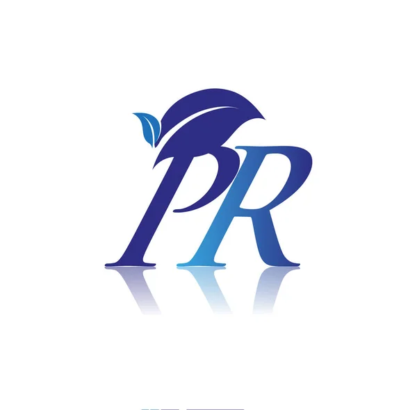 Carta Inicial Com Logotipo Folha Cor Azul Natureza Logotipo Ambiente — Vetor de Stock